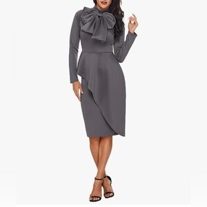 Elegant Gray Long Sleeve Dress